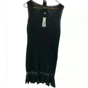 Christopher Fisher Linen Black MIDI Dress Size M